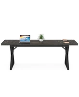 Tribesigns 6FT Conference Table, 70.86 L x 31.49 W 29.52 H Inches Rectangle Meeting Room Rustic Wood Seminar Table Executive Desk for Office,