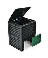 Sugift 80-Gallon Outdoor Composter with Large Openable Lid and Bottom Exit Door