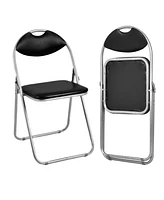 Sugift 2 Pieces Portable Folding Dining Chairs Set with Carrying Handles