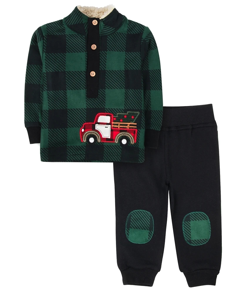 Baby Essentials Boy Buffalo Check Top & Pant, 2-Piece Set