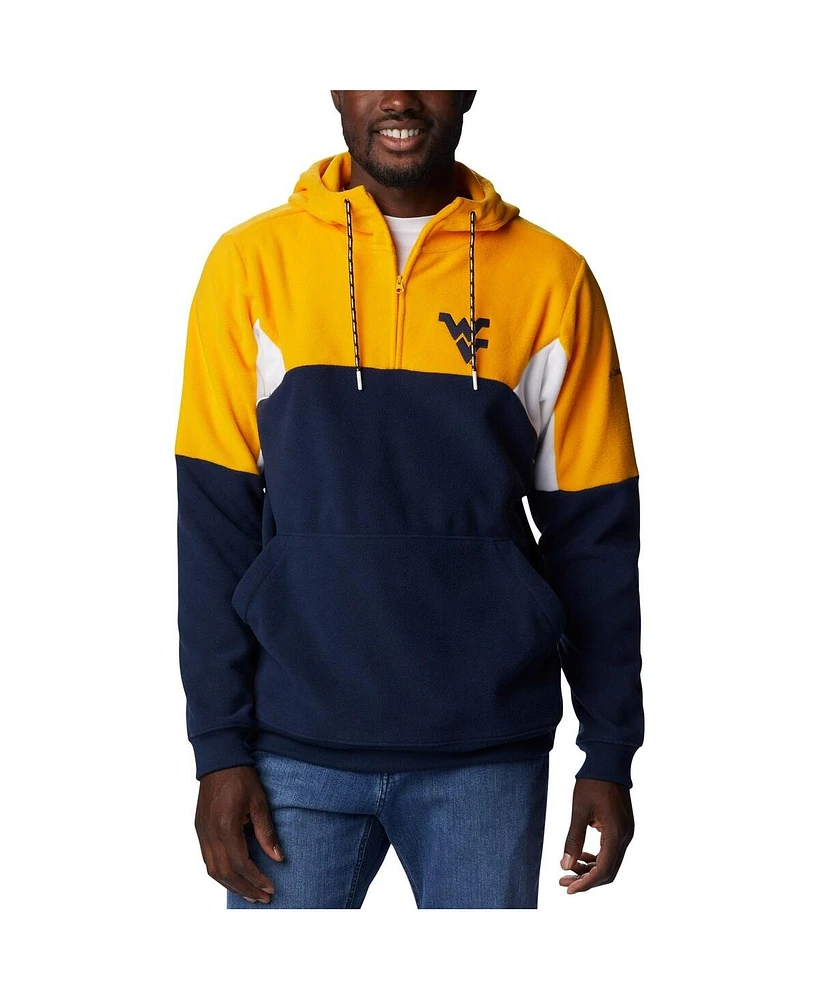 Columbia Men's Navy West Virginia Mountaineers Lodge Quarter-Zip Hoodie