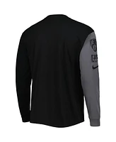 Nike Men's Black Brooklyn Nets Courtside Versus Flight MAX90 Long Sleeve T-Shirt