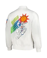 Freeze Max Men's White Looney Tunes Graphic Satin Full-Snap Jacket