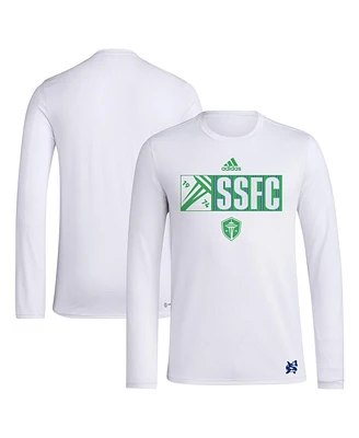 Adidas Men's White Seattle Sounders Fc 2024 Jersey Hook Aeroready Long Sleeve T-Shirt