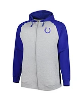 Fanatics Men's Heather Gray Indianapolis Colts Big Tall Fleece Raglan Full-Zip Hoodie Jacket