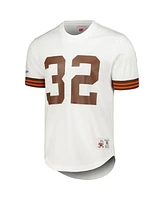 Mitchell & Ness Men's Jim Brown White Cleveland Browns Retired Player Name Number Mesh Top