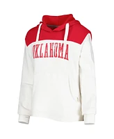 Pressbox Women's White/Crimson Oklahoma Sooners Chicago 2-Hit Yoke Pullover Hoodie