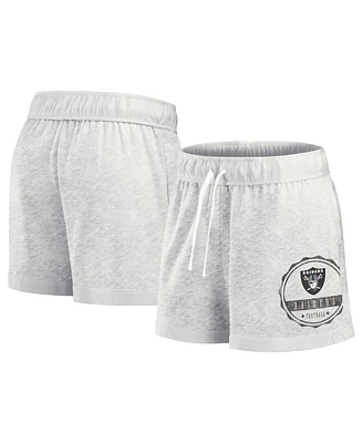Fanatics Women's Oatmeal Las Vegas Raiders Vintage Badge Shorts