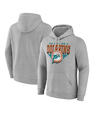 Fanatics Men's Heather Gray Miami Dolphins Geometric Chrome Pullover Hoodie