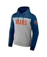 Fanatics Men's Heather Gray Chicago Bears Color Blocked Pullover Hoodie