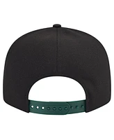 New Era Men's White/Hunter Green Milwaukee Bucks Throwback Gradient Tech Font 9FIFTY Snapback Hat