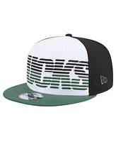 New Era Men's White/Hunter Green Milwaukee Bucks Throwback Gradient Tech Font 9FIFTY Snapback Hat