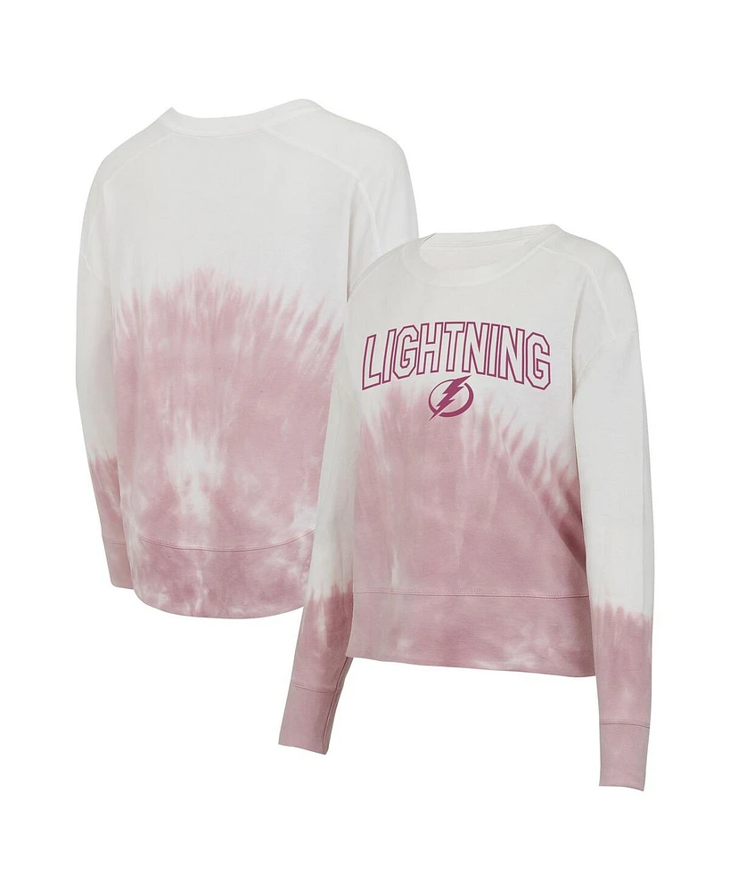 Concepts Sport Women's Pink/White Tampa Bay Lightning Orchard Tie-Dye Long Sleeve T-Shirt