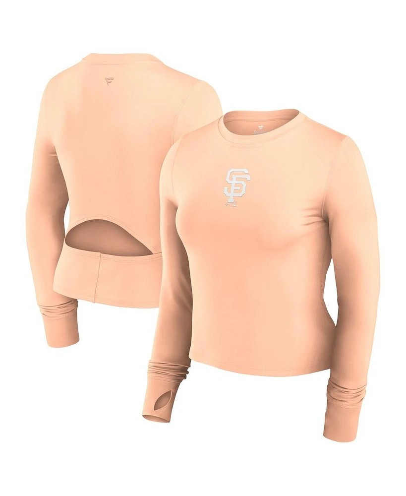 Fanatics Women's Pink San Francisco Giants Studio Fitted Long Sleeve Gym Top