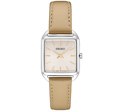 Seiko Women's Essentials Light Brown Leather Strap Watch 26mm x 35mm