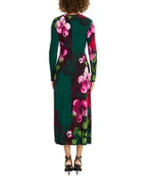 Maggy London Women's Floral-Print Gathered A-Line Dress