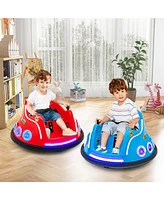 Gymax 12V Kids Ride on Bumper Car Remote Control w/ Flashing Led Light & Music Pink