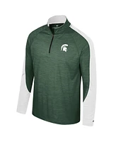 Colosseum Men's Green Michigan State Spartans Langmore Raglan Quarter-Zip Top