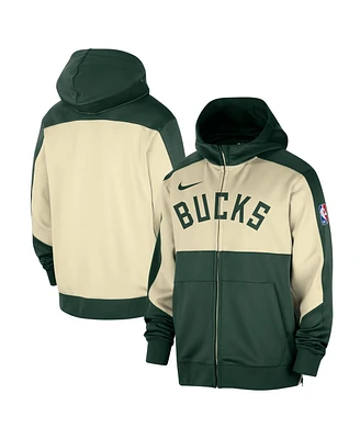 Nike Men's Hunter Green Milwaukee Bucks Authentic On-Court Showtime Performance Full-Zip Hoodie