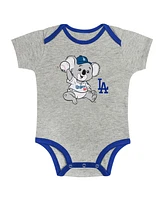 Outerstuff Baby Gray/White Los Angeles Dodgers Two-Pack Play Ball Bodysuit Set