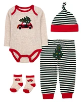 Baby Essentials Boy Christmas Truck Outfit, 4-Piece Set