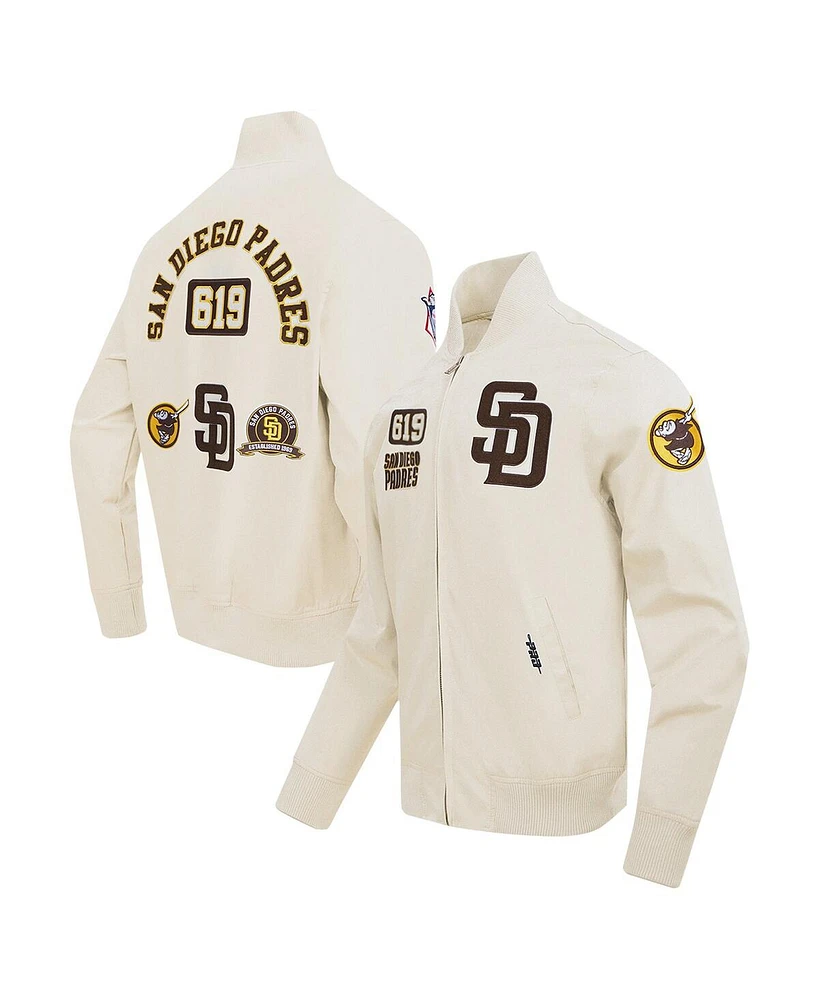 Pro Standard Men's Cream San Diego Padres Area Code Twill Full-Zip Jacket