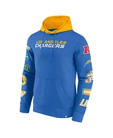 Fanatics Men's Powder Blue/Gold Los Angeles Chargers Patched Out Pullover Hoodie