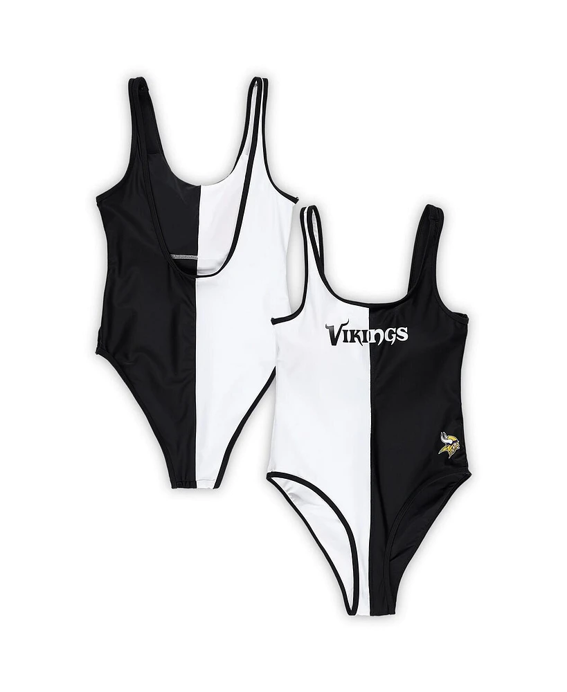 G-iii 4Her by Carl Banks Women's Black/White Minnesota Vikings Last Stand One-Piece Swimsuit