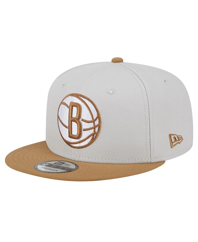 New Era Men's Cream Brooklyn Nets Color Pack 2-Tone 9FIFTY Snapback Hat