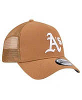 New Era Men's Brown Oakland Athletics A-Frame Trucker 9FORTY Adjustable Hat