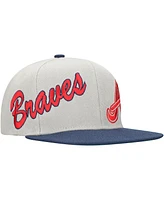 Mitchell & Ness Men's Gray/Navy Atlanta Braves Knock Out Panel Snapback Hat