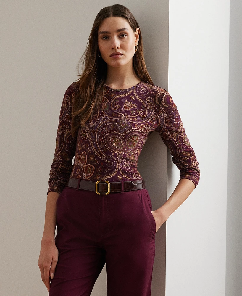 Lauren Ralph Lauren Petite Paisley Cotton-Blend Sweater