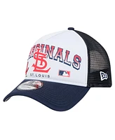 New Era Men's White St. Louis Cardinals Retro Wordmark 9FORTY A-Frame Trucker Adjustable Hat