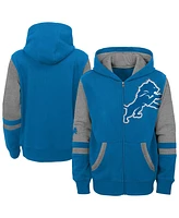 Outerstuff Little Boys and Girls Blue Detroit Lions Stadium Color Block Full-Zip Hoodie