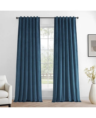 Half Price Drapes Dark Blue Simply Velvet Room Darkening Curtain Pair (2 Panels