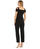 R & M Richards Women's Cold-Shoulder Layered Jumpsuit