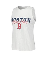 Concepts Sport Women's White Boston Red Sox Reel Pinstripe Tank Top Shorts Sleep Set