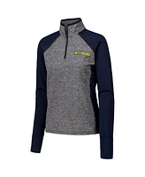 Camp David Women's Navy/Heather Gray West Virginia Mountaineers Finalist Raglan Quarter-Zip Jacket