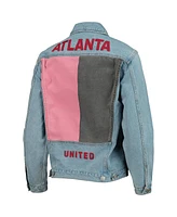 The Wild Collective Women's Blue Atlanta United Fc Print Denim Button-Up Jacket