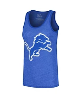 Majestic Women's Aidan Hutchinson Heather Blue Detroit Lions Name Number Tri-Blend Tank Top