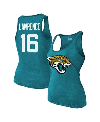 Majestic Women's Trevor Lawrence Teal Jacksonville Jaguars Name Number Tri-Blend Tank Top