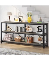 Tribesigns 71" Sofa Tables,Extra Long Couch Table, Narrow Console Entryway Table,Sofa Table with 3 Tiers Storage Shelves