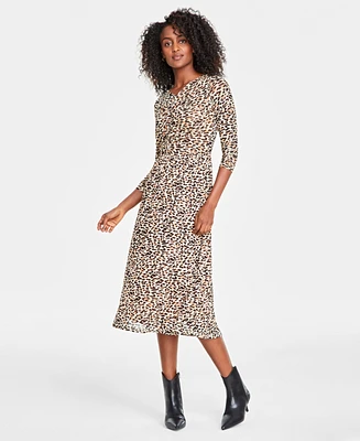 On 34th Women's Ruched-Mesh Midi Dress, Created for Macy's