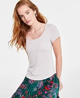 On 34th Women's Short-Sleeve Solid Shine Top, Created for Macy's