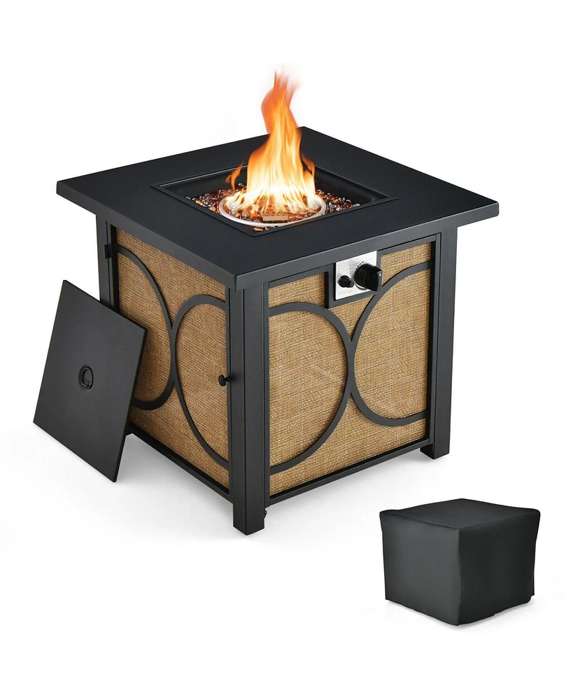 Skonyon 28 Inch 50000 Btu Outdoor Square Fire Pit Table with Cover