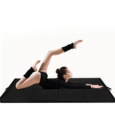 Skonyon 4 Feet x 10 Feet Thick Folding Panel Gymnastics Mat-Black