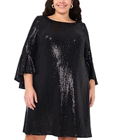 Msk Plus Sequined Bell-Sleeve Cocktail Dress