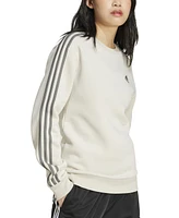 adidas Women's 3-Stripe Cotton Fleece Crewneck Sweatshirt