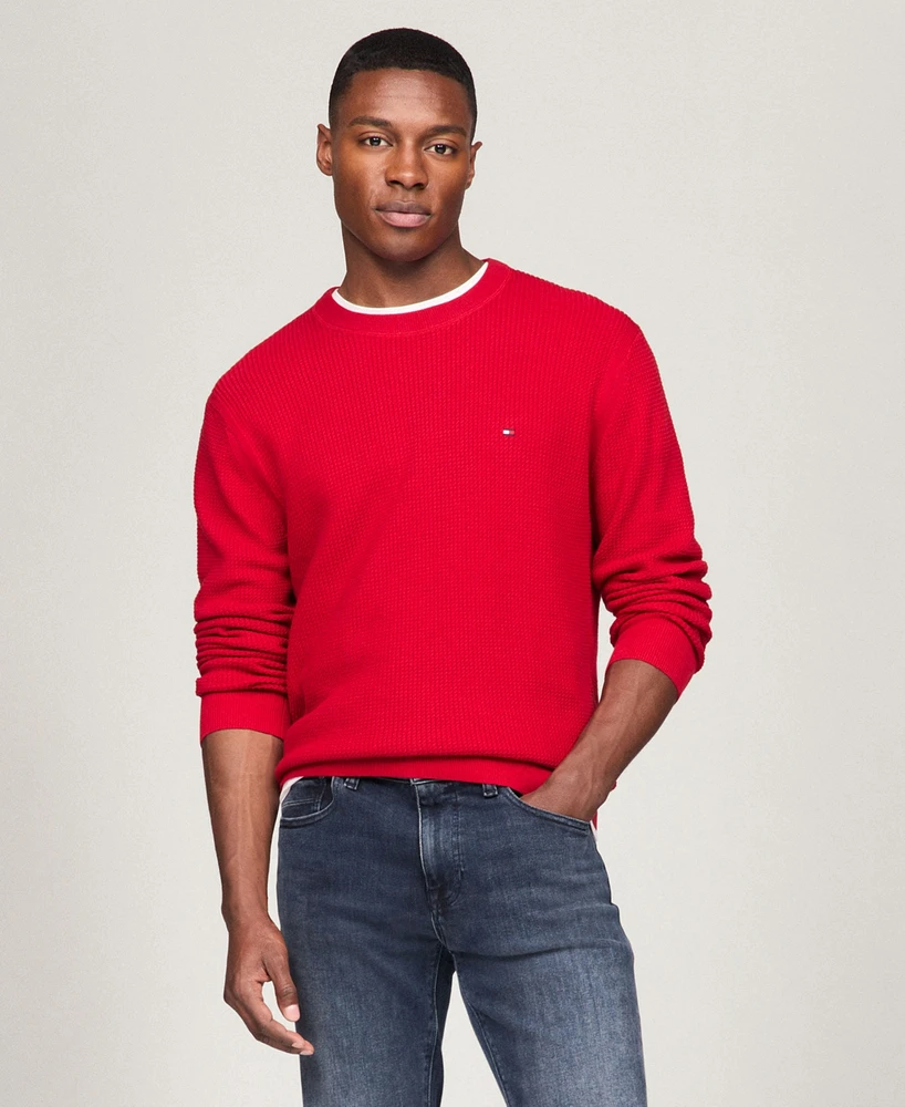 Tommy Hilfiger Men's Textured Knit Stripe Crewneck Sweater