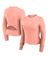 Fanatics Women's Coral Las Vegas Raiders Studio Fitted Long Sleeve Gym Top